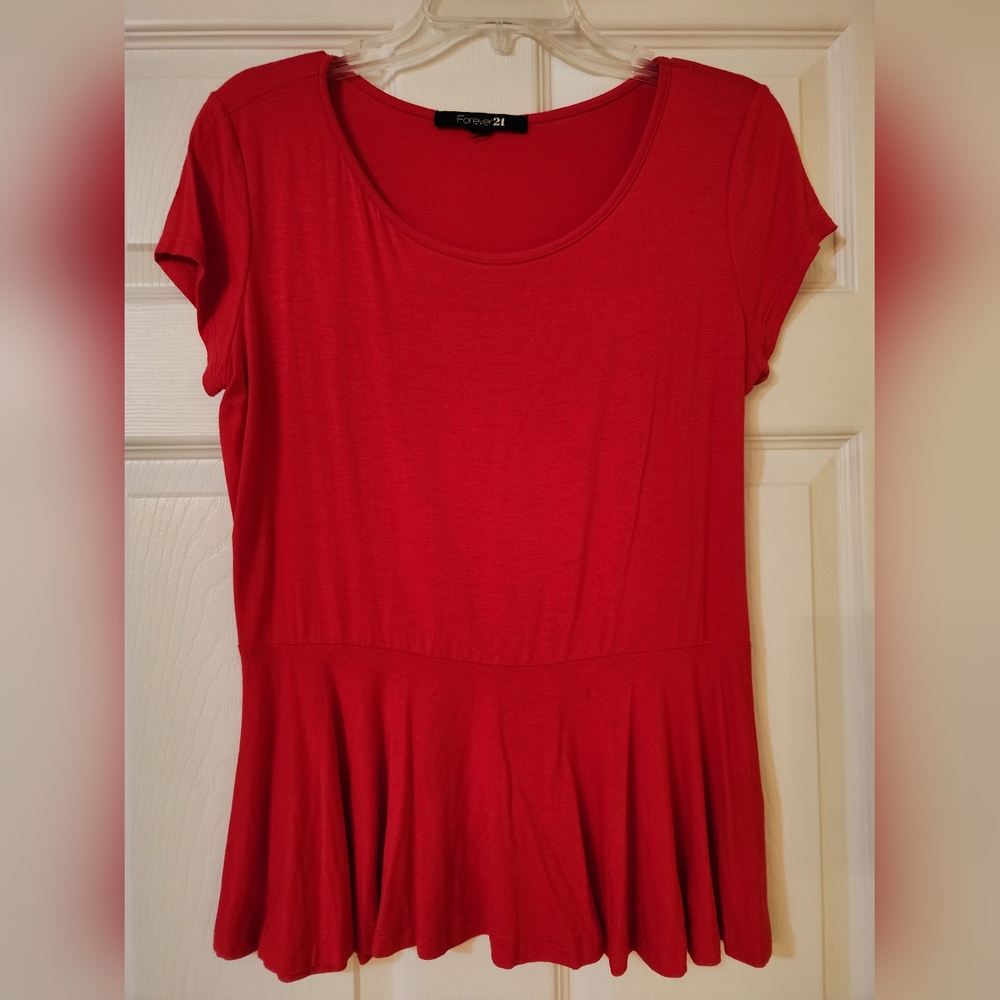 Womens Red top with peplum